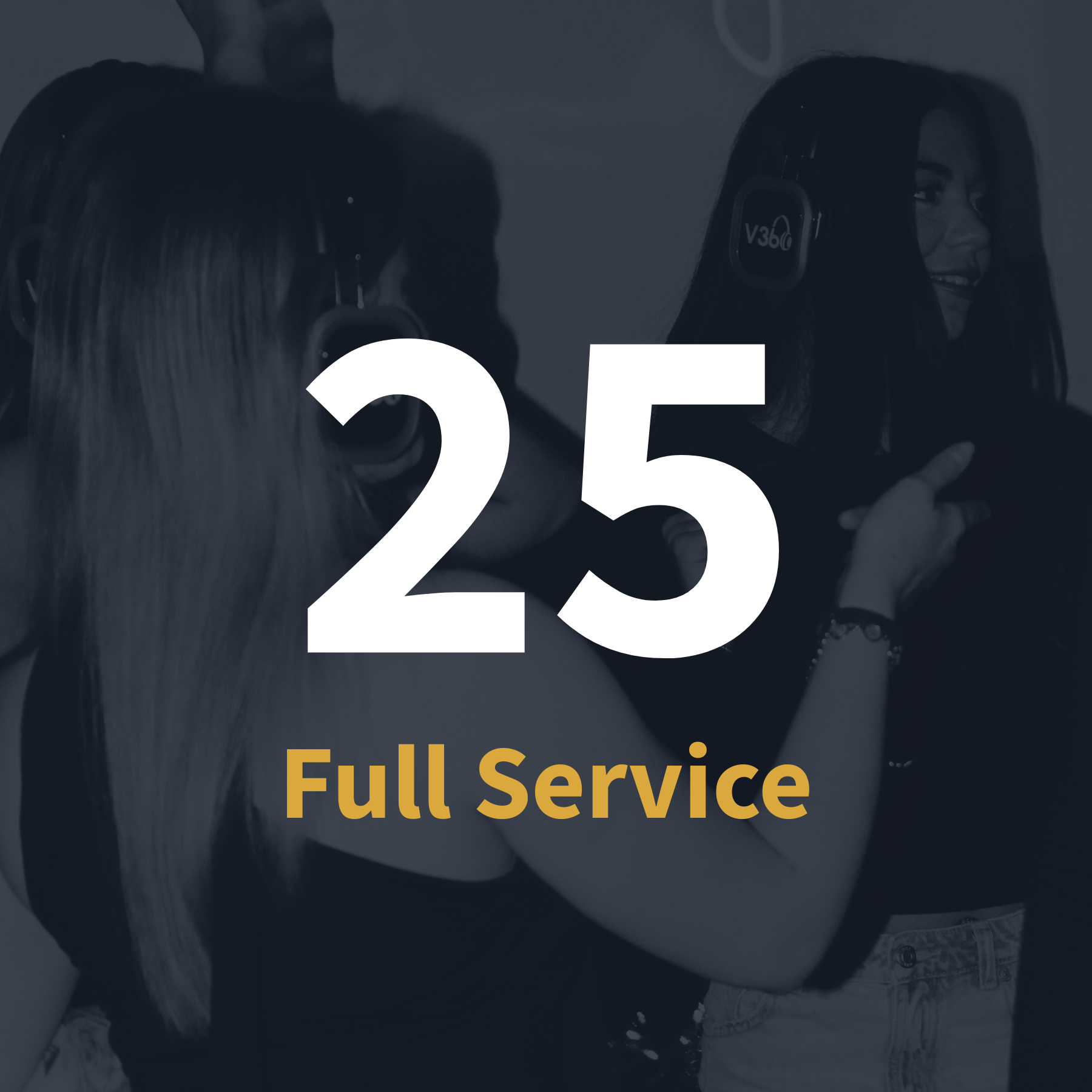 25 headset full service silent disco hire in South Wales including Cardiff, Swansea, Newport and Bridgend, with LED headphones and 1 channel